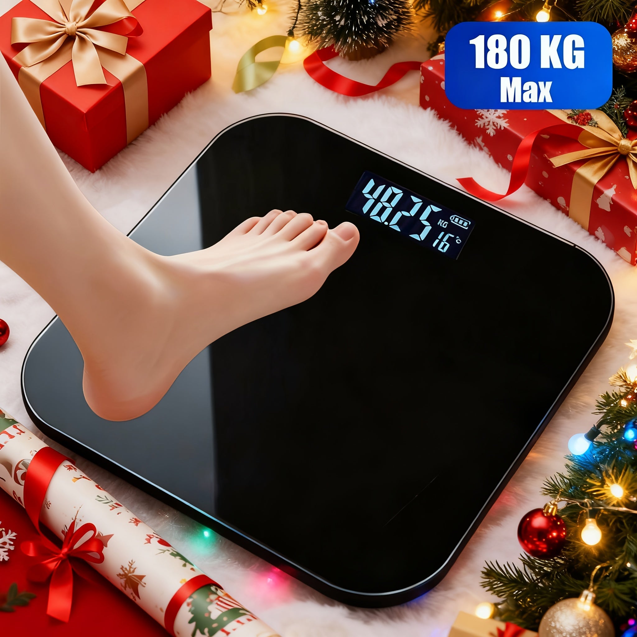 High-Precision Bathroom Scale, Electronic Scale, Accurate, with LED Display And Temperature Reading (Switchable Between Kg And Pounds), Extra-Wide Platform, Made of High-Hardness Glass Material, Suitable for Gyms, College Dorms, And Favored by Women