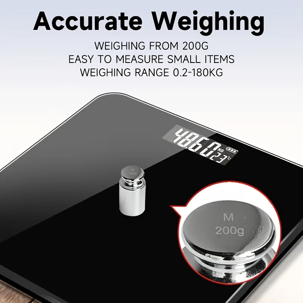 High-Precision Bathroom Scale, Electronic Scale, Accurate, with LED Display And Temperature Reading (Switchable Between Kg And Pounds), Extra-Wide Platform, Made of High-Hardness Glass Material, Suitable for Gyms, College Dorms, And Favored by Women