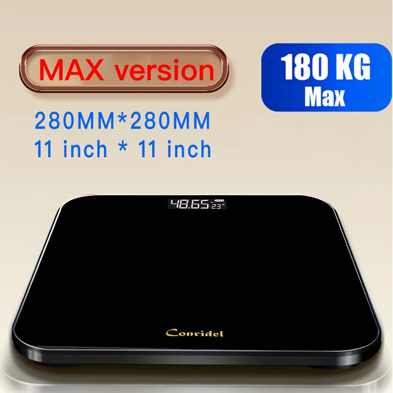 High-Precision Bathroom Scale, Electronic Scale, Accurate, with LED Display And Temperature Reading (Switchable Between Kg And Pounds), Extra-Wide Platform, Made of High-Hardness Glass Material, Suitable for Gyms, College Dorms, And Favored by Women