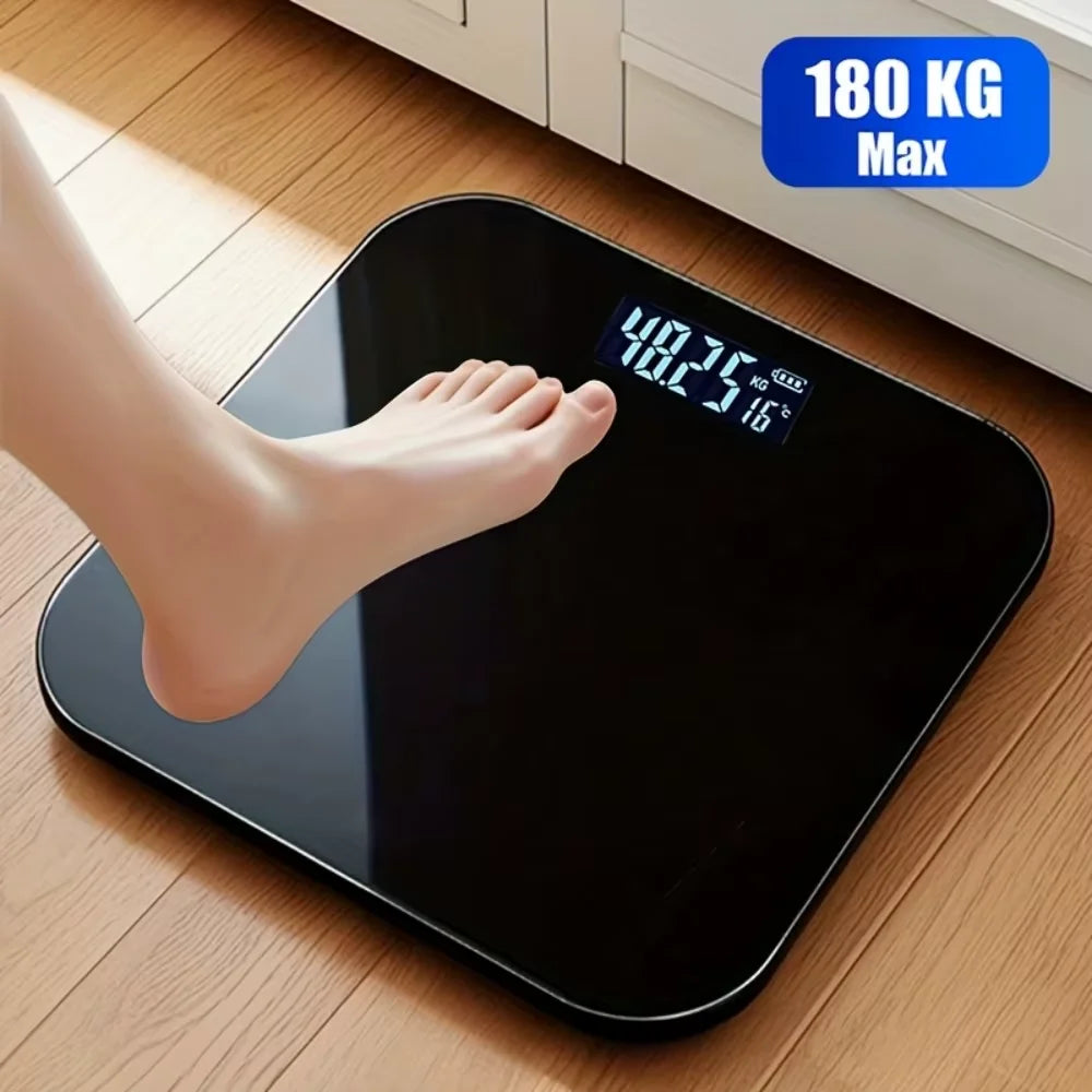 High-Precision Bathroom Scale, Electronic Scale, Accurate, with LED Display And Temperature Reading (Switchable Between Kg And Pounds), Extra-Wide Platform, Made of High-Hardness Glass Material, Suitable for Gyms, College Dorms, And Favored by Women