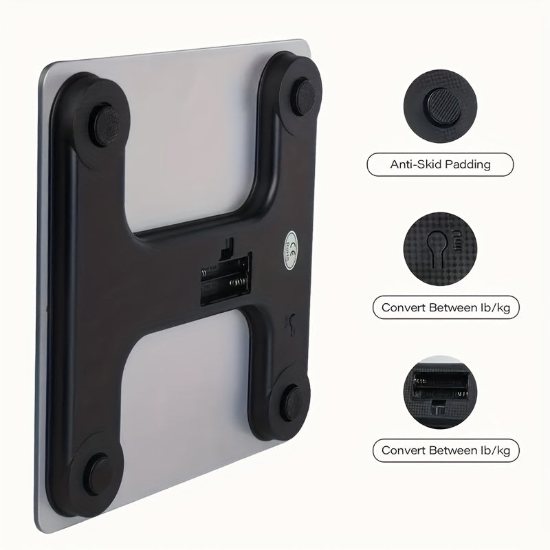 High-Precision Bathroom Scale, Electronic Scale, Accurate, with LED Display And Temperature Reading (Switchable Between Kg And Pounds), Extra-Wide Platform, Made of High-Hardness Glass Material, Suitable for Gyms, College Dorms, And Favored by Women